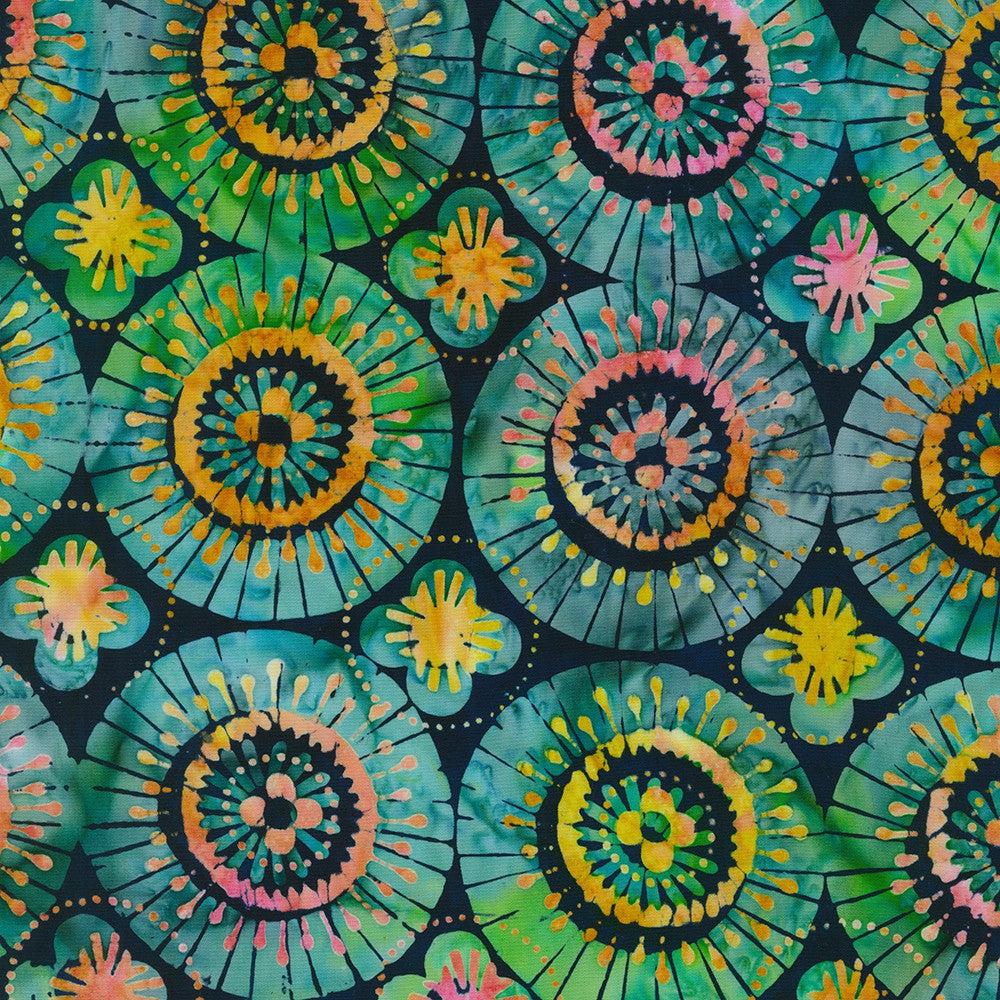 Artisan Batik Retro Rainbow Jewel Circle Batik Fabric-Robert Kaufman-My Favorite Quilt Store