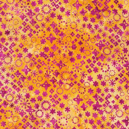 Artisan Batik Retro Rainbow Magenta Floral Batik Fabric