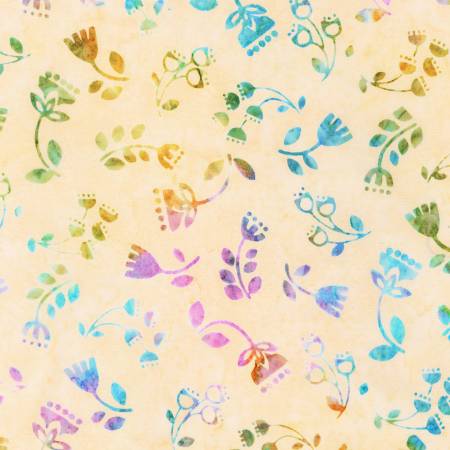 Artisan Batik Retro Rainbow Pastel Flowers Batik Fabric-Robert Kaufman-My Favorite Quilt Store