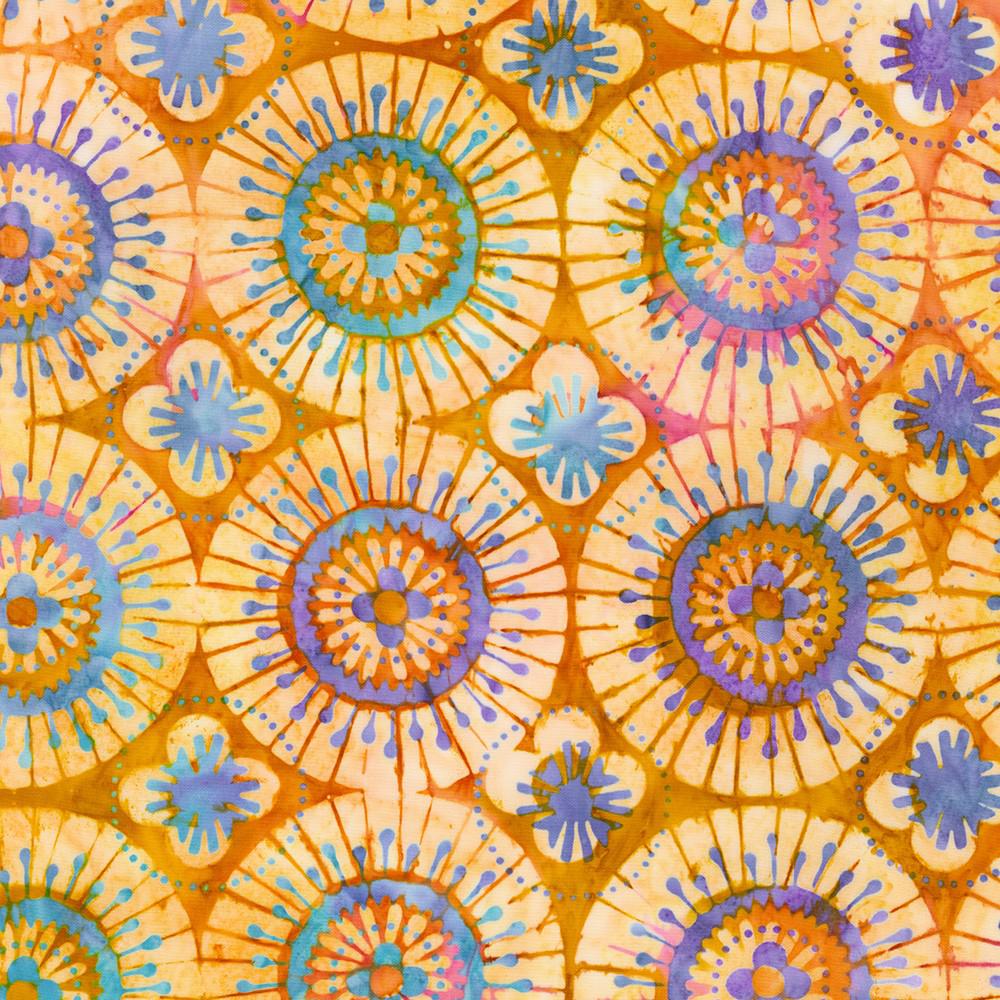 Artisan Batik Retro Rainbow Peach Circle Batik Fabric-Robert Kaufman-My Favorite Quilt Store