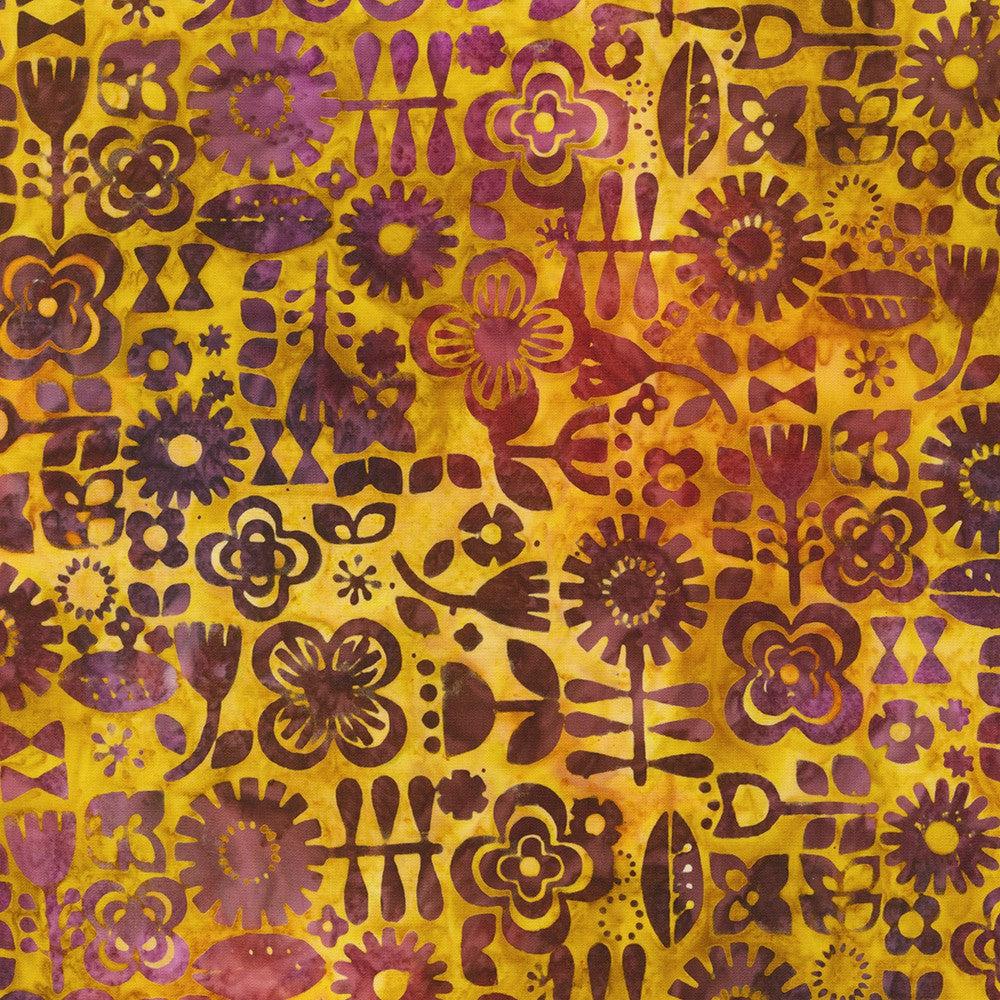Artisan Batik Retro Rainbow Rust Floral Batik Fabric-Robert Kaufman-My Favorite Quilt Store