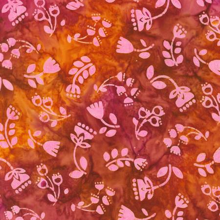 Artisan Batik Retro Rainbow Terracotta Flowers Batik Fabric-Robert Kaufman-My Favorite Quilt Store