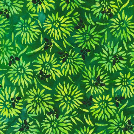 Artisan Batiks Bees and Flowers Grass Bees Fabric