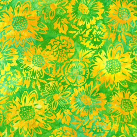Artisan Batiks Bees and Flowers Kelly Flowers Fabric-Robert Kaufman-My Favorite Quilt Store