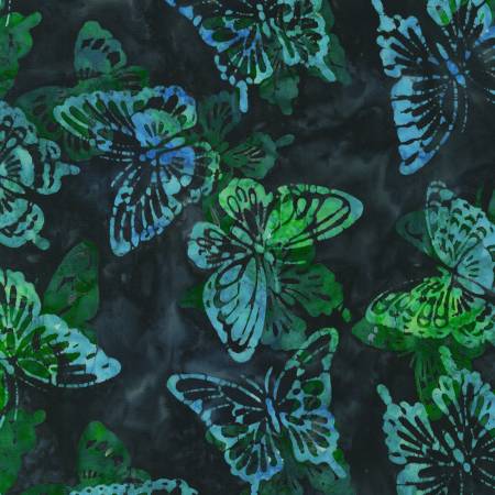 Artisan Batiks Butterfly Habitat Evergreen Butterflies Batik Fabric-Robert Kaufman-My Favorite Quilt Store