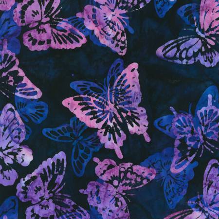 Artisan Batiks Butterfly Habitat Midnight Purple Butterflies Batik Fabric-Robert Kaufman-My Favorite Quilt Store