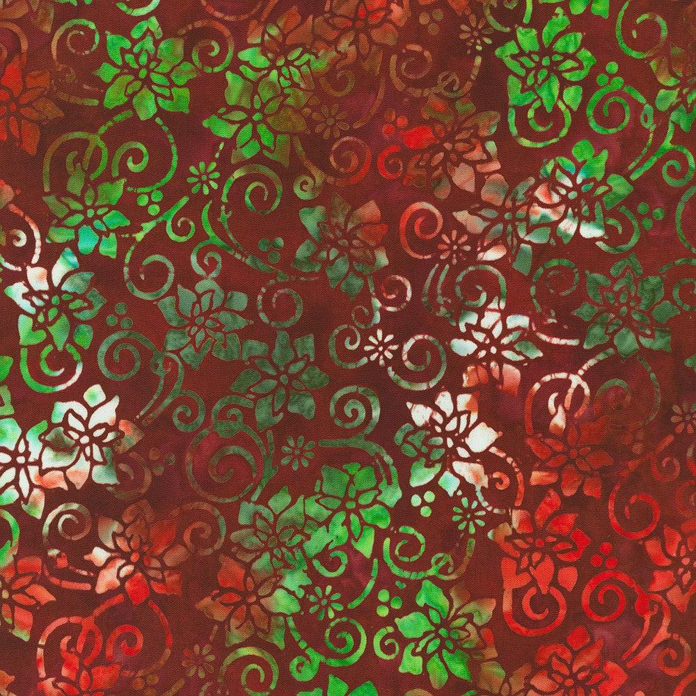 Artisan Batiks Colors of Christmas Garnet Poinsettias Fabric-Robert Kaufman-My Favorite Quilt Store