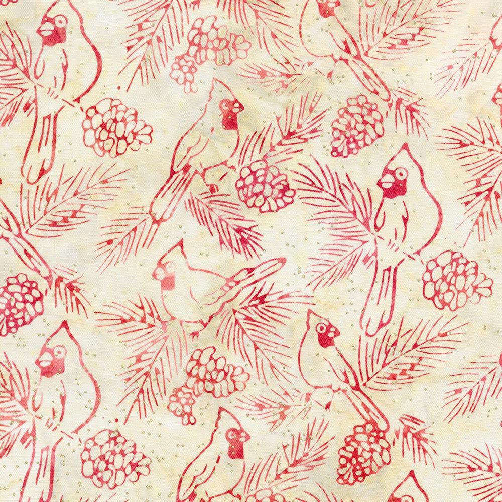 Artisan Batiks:Joyful Holidays Cream Cardinal Batik Fabric