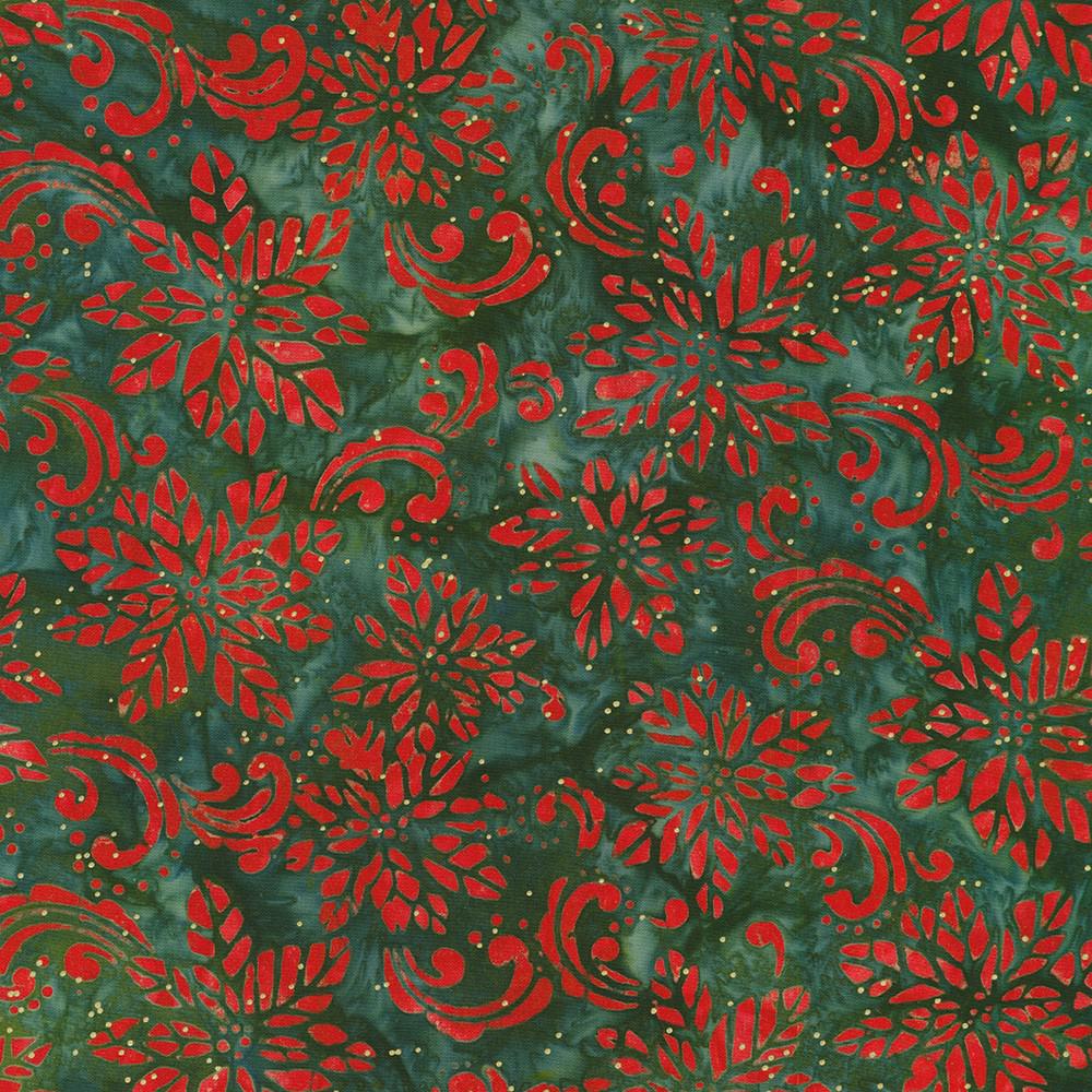 Artisan Batiks:Joyful Holidays Holiday Poinsettias Batik Fabric