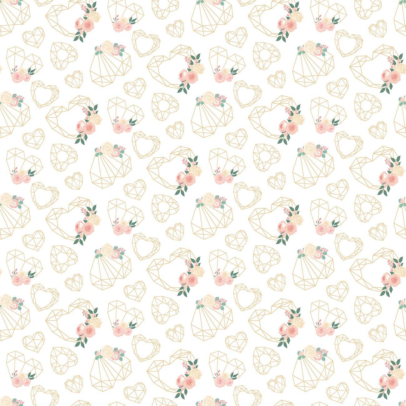 At First Sight Hearts Cream Sparkle Fabric – End of Bolt – 15″ × 44/45″