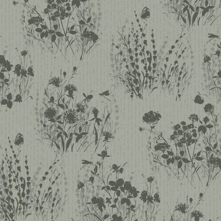 Au Naturel Green Floral Sihouettes Fabric