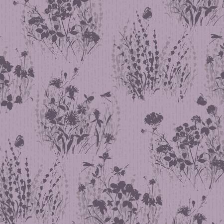 Au Naturel Purple Floral Silhouettes Fabric