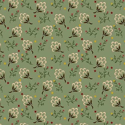 Autumn Farmhouse Aqua Clover Blossoms Fabric – End of Bolt – 25″ × 44/45″