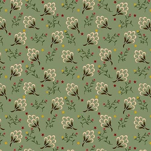 Autumn Farmhouse Aqua Clover Blossoms Fabric