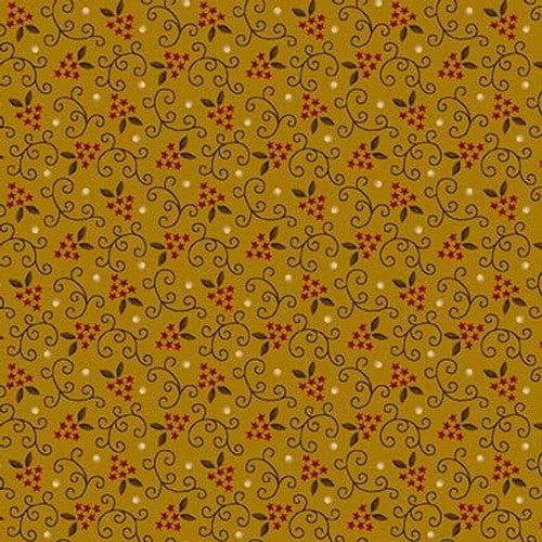 Autumn Farmhouse Gold Starry Vines Fabric