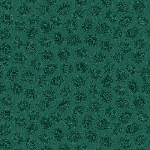 Autumn Farmhouse Teal Tossed Blooms Fabric-Henry Glass Fabrics-My Favorite Quilt Store