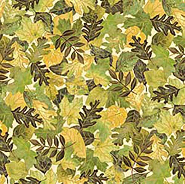 Autumn Forest Cream Leaves Fabric-QT Fabrics-My Favorite Quilt Store