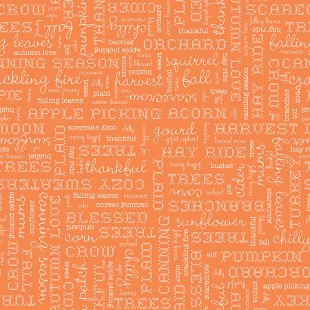Autumn Pumpkin Words Fabric-Riley Blake Fabrics-My Favorite Quilt Store