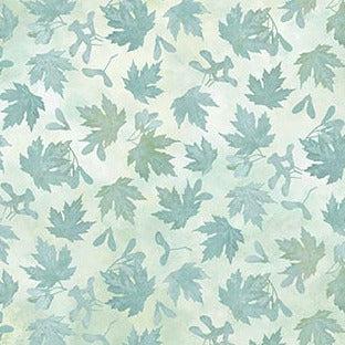 Autumn Splendor Light Aqua Leaves Silhouettes Fabric-Northcott Fabrics-My Favorite Quilt Store