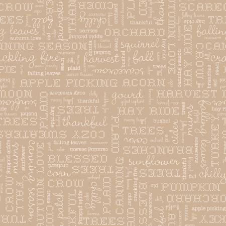 Autumn Tea Dye Words Fabric-Riley Blake Fabrics-My Favorite Quilt Store