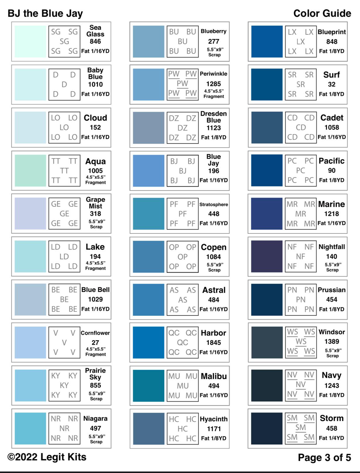 BJ the Blue Jay Pattern-Legit Kits-My Favorite Quilt Store
