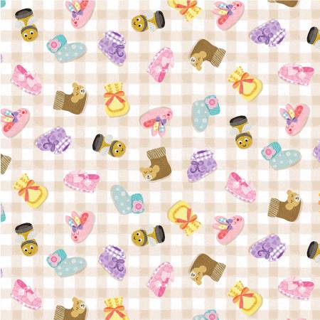 Baby Love Beige Pitter Patter Fabric-Michael Miller Fabrics-My Favorite Quilt Store