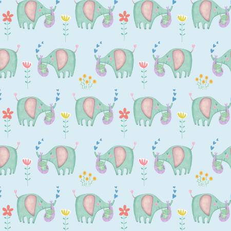 Baby Love Blue Baby Elephant Fabric-Michael Miller Fabrics-My Favorite Quilt Store