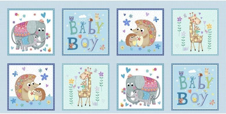 Baby Love Blue Sugar and Spice Boys Panel 21"-Michael Miller Fabrics-My Favorite Quilt Store