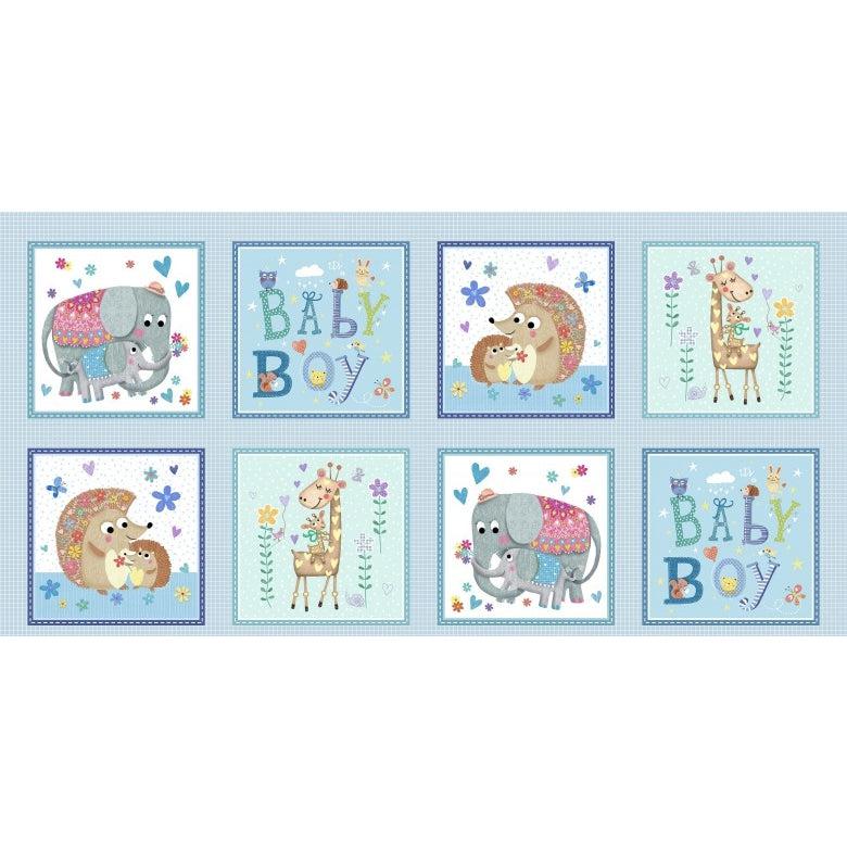 Baby Love Blue Sugar and Spice Boys Panel 21"-Michael Miller Fabrics-My Favorite Quilt Store