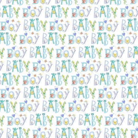 Baby Love Blue Welcome Baby Boy Fabric