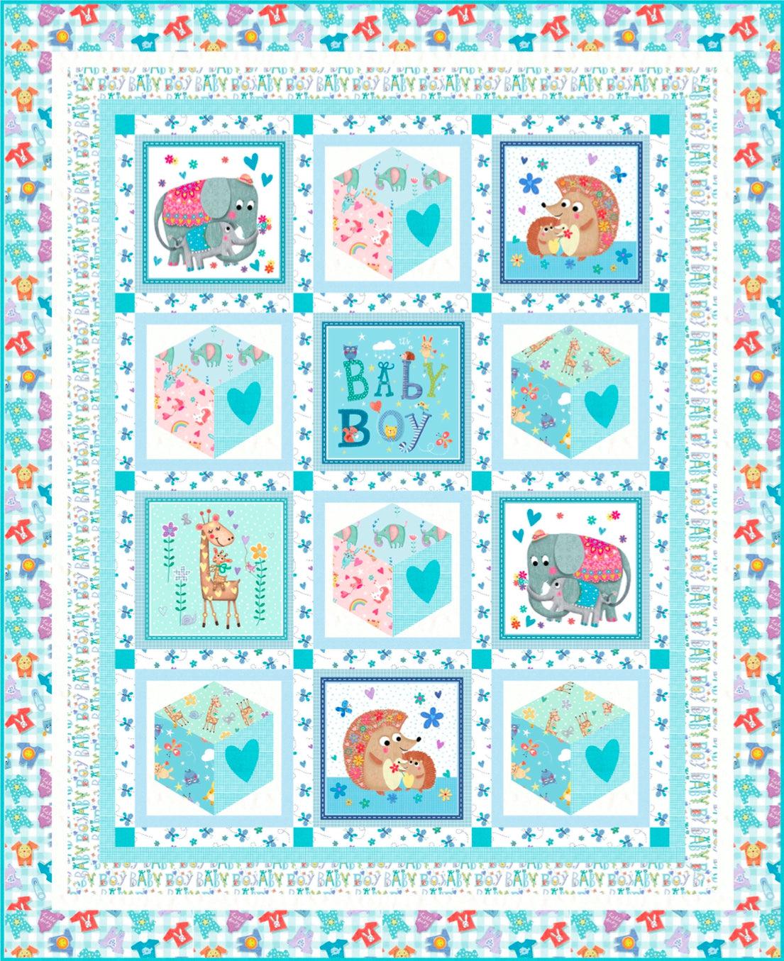 Baby Love Gender Reveal Blue Quilt Kit-Michael Miller Fabrics-My Favorite Quilt Store