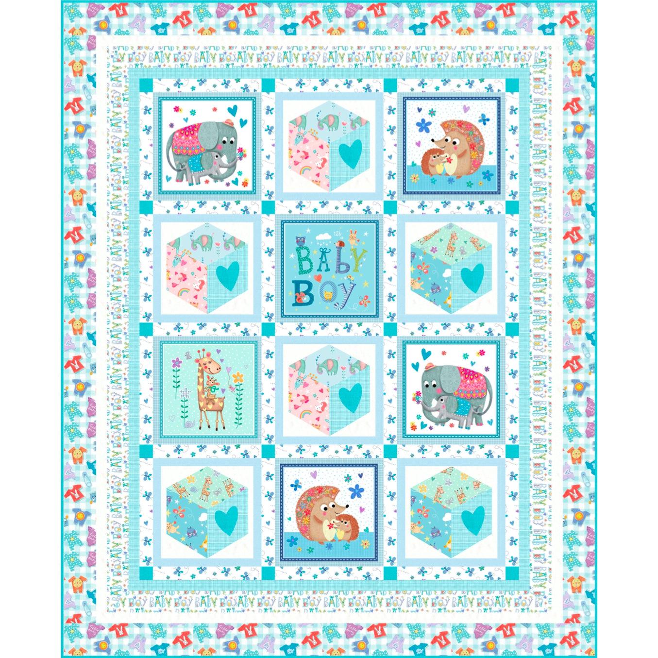 Baby Love Gender Reveal Blue Quilt Kit-Michael Miller Fabrics-My Favorite Quilt Store