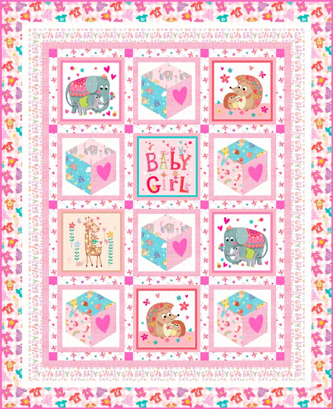 Baby Love Gender Reveal Pink Quilt Kit-Michael Miller Fabrics-My Favorite Quilt Store