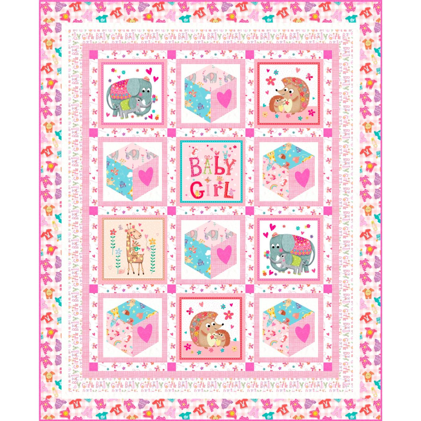 Baby Love Gender Reveal Pink Quilt Kit