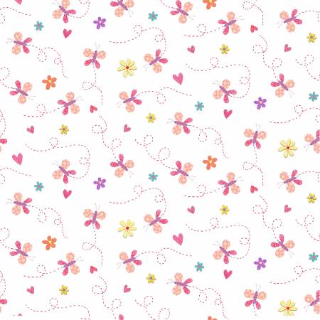 Baby Love Pink Baby Butterfly Fabric