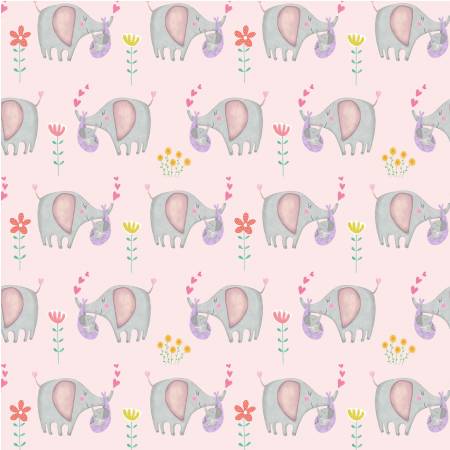 Baby Love Pink Baby Elephant Fabric-Michael Miller Fabrics-My Favorite Quilt Store