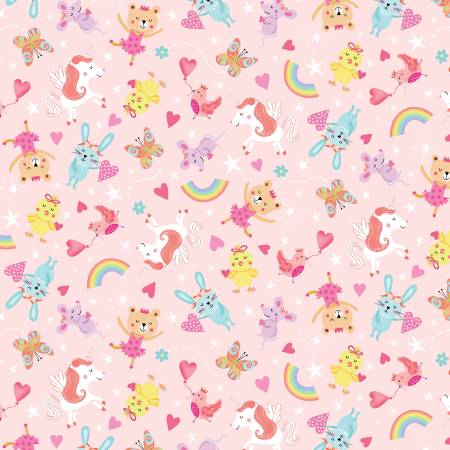 Baby Love Pink Little Princess Toys Fabric-Michael Miller Fabrics-My Favorite Quilt Store