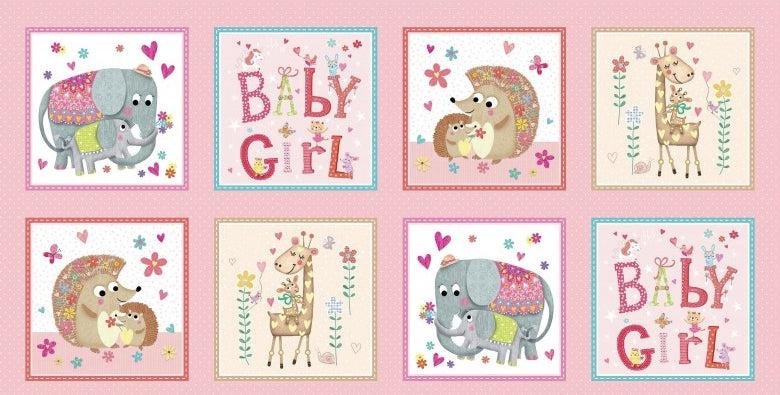 Baby Love Pink Sugar and Spice Girls Panel 21"-Michael Miller Fabrics-My Favorite Quilt Store