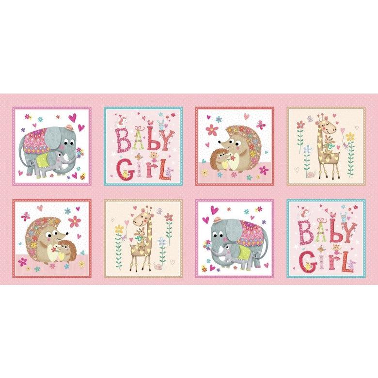 Baby Love Pink Sugar and Spice Girls Panel 21"-Michael Miller Fabrics-My Favorite Quilt Store