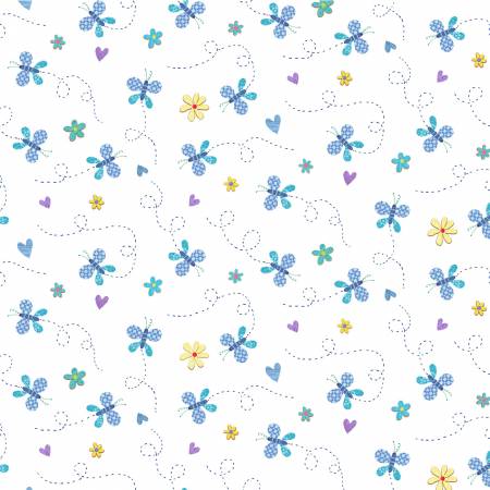Baby Love Sky Butterflies Fabric-Michael Miller Fabrics-My Favorite Quilt Store