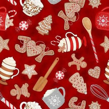 Baking Up Joy Red Joy Toss Fabric