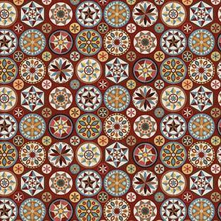 Barn Quilts Red Circles Digital Print Fabric