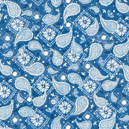 Barnyard Babies Blue Bandana Allover Fabric-P & B Textiles-My Favorite Quilt Store