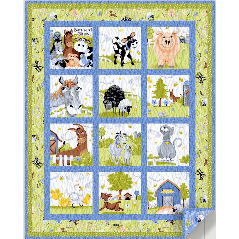 Wee Pals Baby Quilt KIt with blue binding