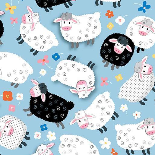 Barnyard Rules Blue Always Be Ewe Fabric