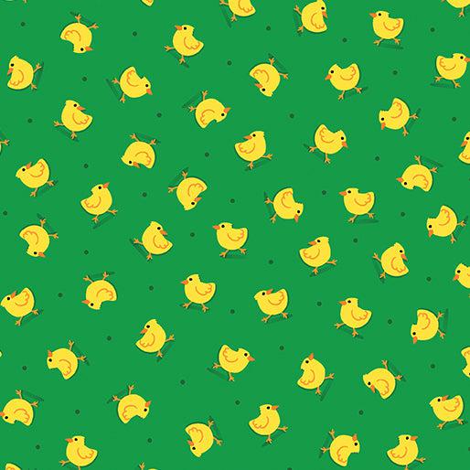 Barnyard Rules Green Here Chickies Fabric