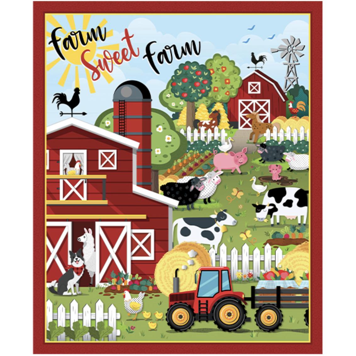Barnyard Rules Multi Sweet Farm 36" Panel-Benartex Fabrics-My Favorite Quilt Store
