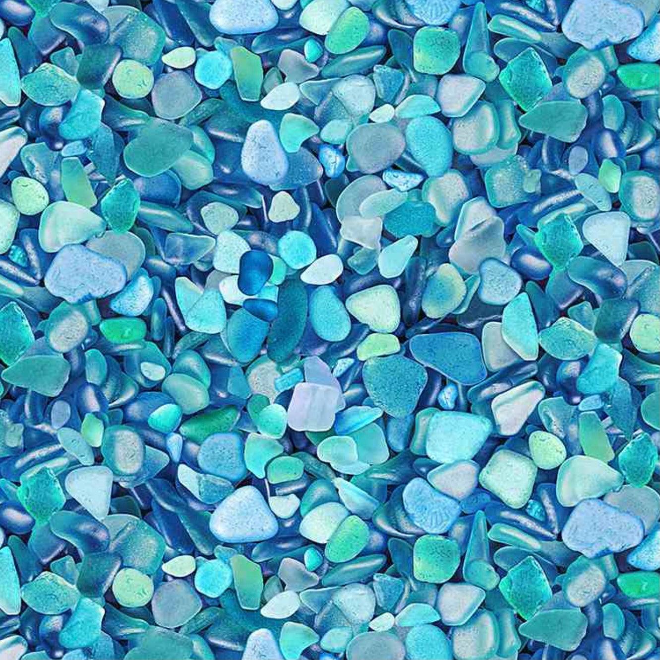 Beach Comber Blue Packed Seaglass Fabric