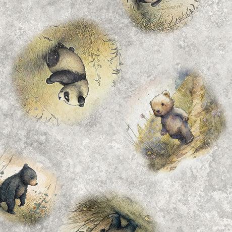 Bear Hugs Gray Bear Vignettes Fabric