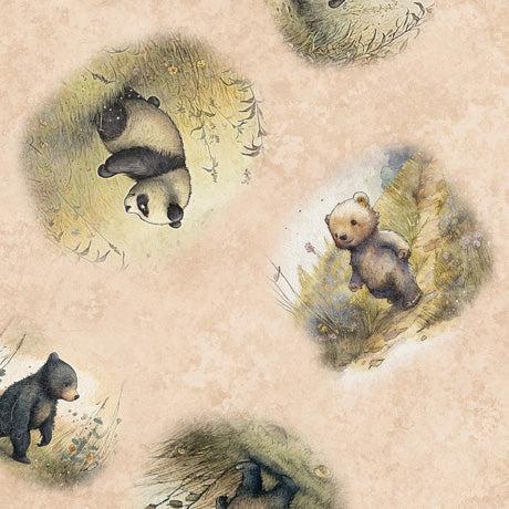 Bear Hugs Peach Bear Vignettes Fabric-QT Fabrics-My Favorite Quilt Store